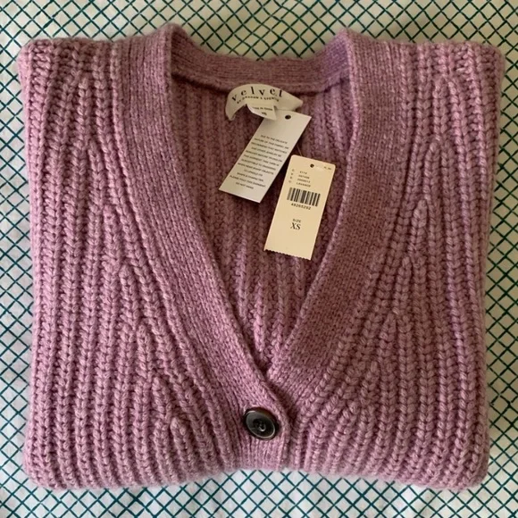 Anthropologie Alpaca Sweater velvet by graham spencer Abbott cardigan XS NEW - Picture 4 of 14